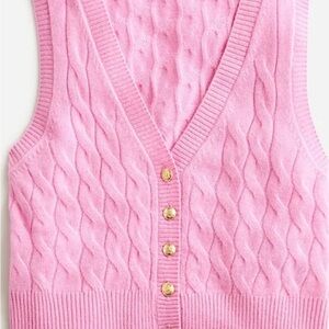 J. Crew Pink cashmere  V-Neck Cable Knit Sweater Vest